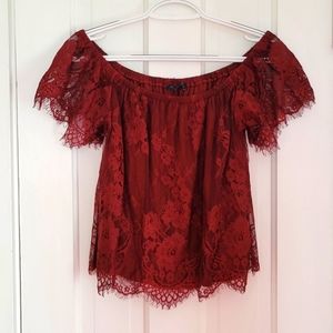 AE off shoulder lace top